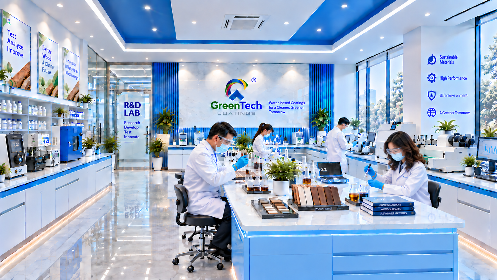 GreenTech Coatings R&D laboratory for water-based wood coatings